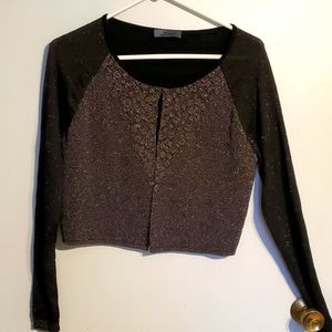 Sheis SO made in Italy women's M shorter metallic grey and black cardigan